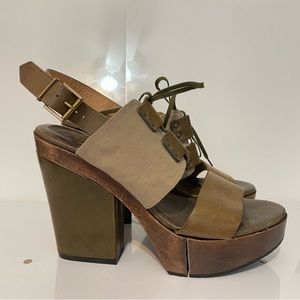 NWOT Robert clergerie Paris size 9.5 khaki green platform heels
